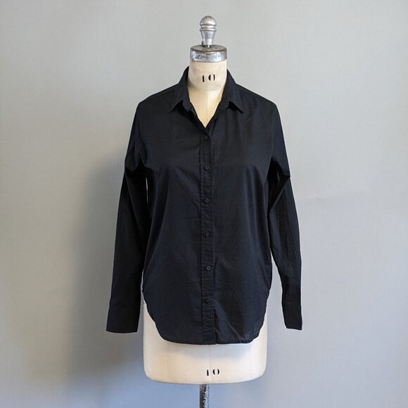 Everlane Cotton Air Button Up Long Sleeve Black Shirt 0 Small - Picture 1 of 6